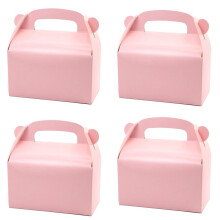 50Pcs Solid Color Paper Gift Boxes 15.2 X 9 X 9cm Party Favor Treat Boxes with Handle for Wedding Birthday Baby Shower