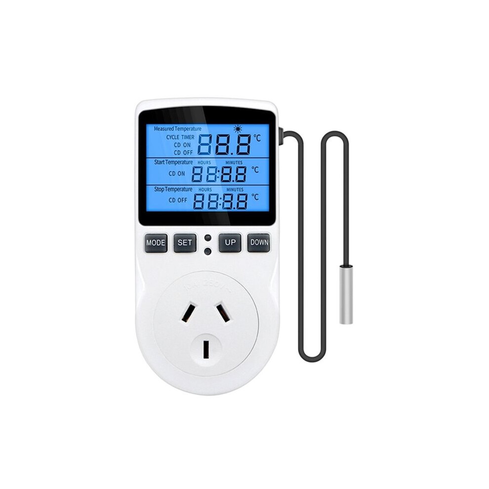 Timer Socket Thermostat Multi-Function Temperature Controller Outlet with Timer  Sensor Probe Heating Cooling AU