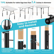 4 Pcs 3-LEVEL Adjustable Table Leg Risers, Highly Steel Folding Table Leg Extenders, Tables Legs Extensions