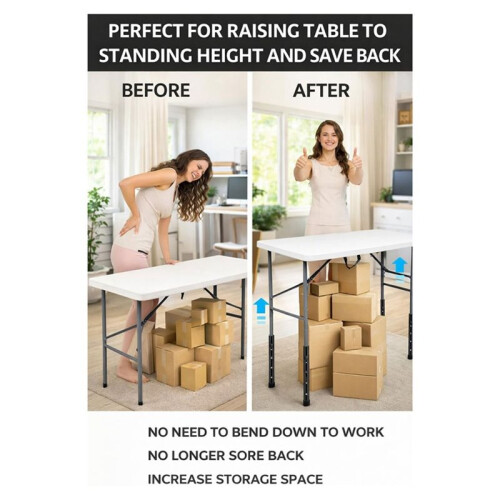 4 Pcs Folding Table Risers for Straight/Bent Leg,Table Leg Extensions 2 Levels/Heights Table Leg Extenders 1