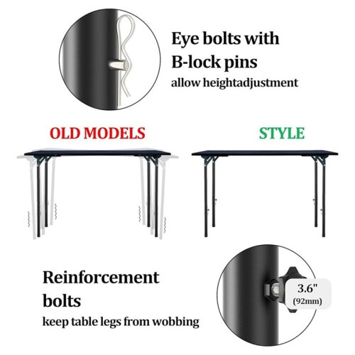 4 Pcs Folding Table Risers for Straight/Bent Leg,Table Leg Extensions 2 Levels/Heights Table Leg Extenders 2