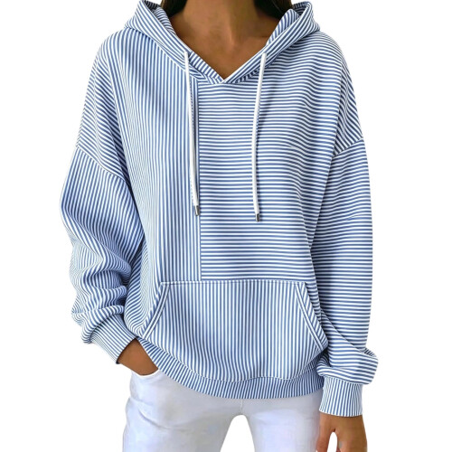 Womens  Oversized Hoodies Pullover Sweatshirts-Sky Blue S