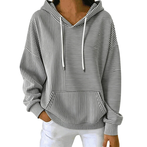 Womens  Oversized Hoodies Pullover Sweatshirts Casual-Black M