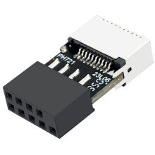 Adaptateur Carte Mère USB 2.0 9 Broches Vers USB-E Femelle, Châssis avec Prise USB-C 9 Broches, Carte D'Extension USB 2.0 Branchez et Jouez