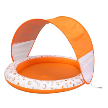 Inflatable Dog Float with Shade Canopy 57"X39", Pet Swimming Bed Raft for Pool Lake All Size Dogs