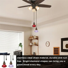 2pcs Crystal-Diamond Ceiling Fan Pull Chain Ornament, 12" Chains Fan Light Pulls Decorative Extension