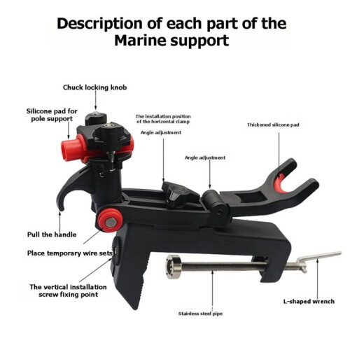 Suporte para Vara de Pesca Ajustável em 360 para Barcos, Caiaques e Iates 1
