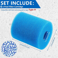 6 Piece Pool Filter Cartridge Swimming Pool Filter Foam Cartridges Replacement Sponge Reusable Washable Sponge