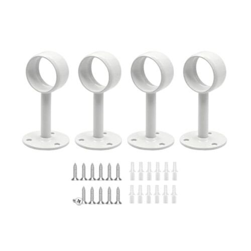 Curtain Rod Wall Mounts White 4 Pack for Bedroom Curtain Projects