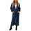 Women's Thin Type Stylish Cable Knit Cardigan with-Navy Blue M 1