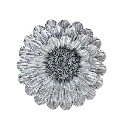 Indoor Flower Wall Plaque With Raised Texture for-Silver