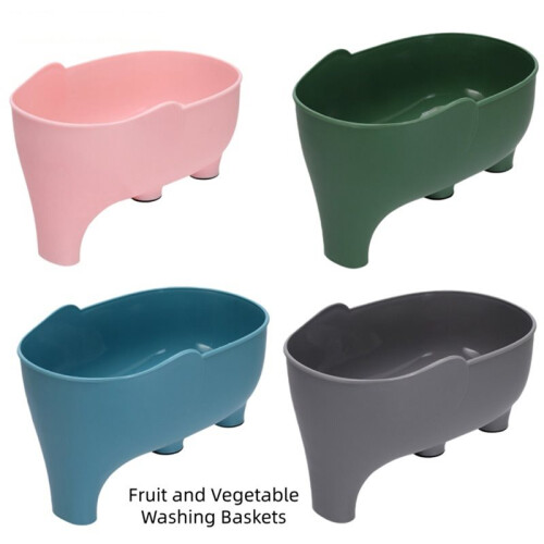 Multifunctional Elephant Shaped Drain Basket for Efficient Fruit and Vegetable Washing Grey 2