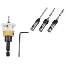 5-Teiliges Set mit Verstellbaren Tiefenanschlägen für Bohrer (2,8 X 8 mm, 3,2 X 8 mm, 3,5 X 10 mm, 4,0 X 10 mm) für Holzbearbeitung, Rutschfester