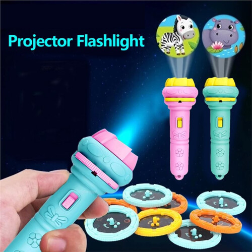 Kids Projector Flashlight 10 Cards 80 Patterns Night Light Bedtime Story Early Learning Educational Toy Gift 1
