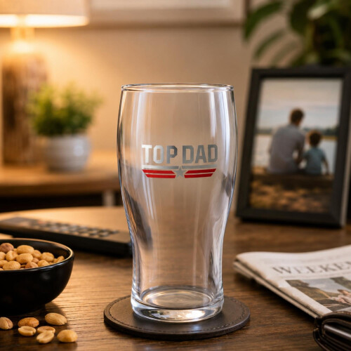 Top Gun Top Dad Pint Glass Clear 2