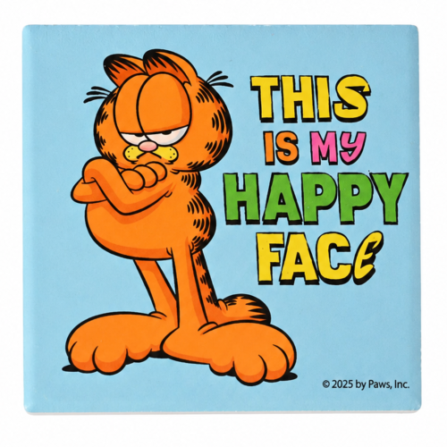 Fandomania Garfield 'This is My Happy Face' Ceramic Coaster