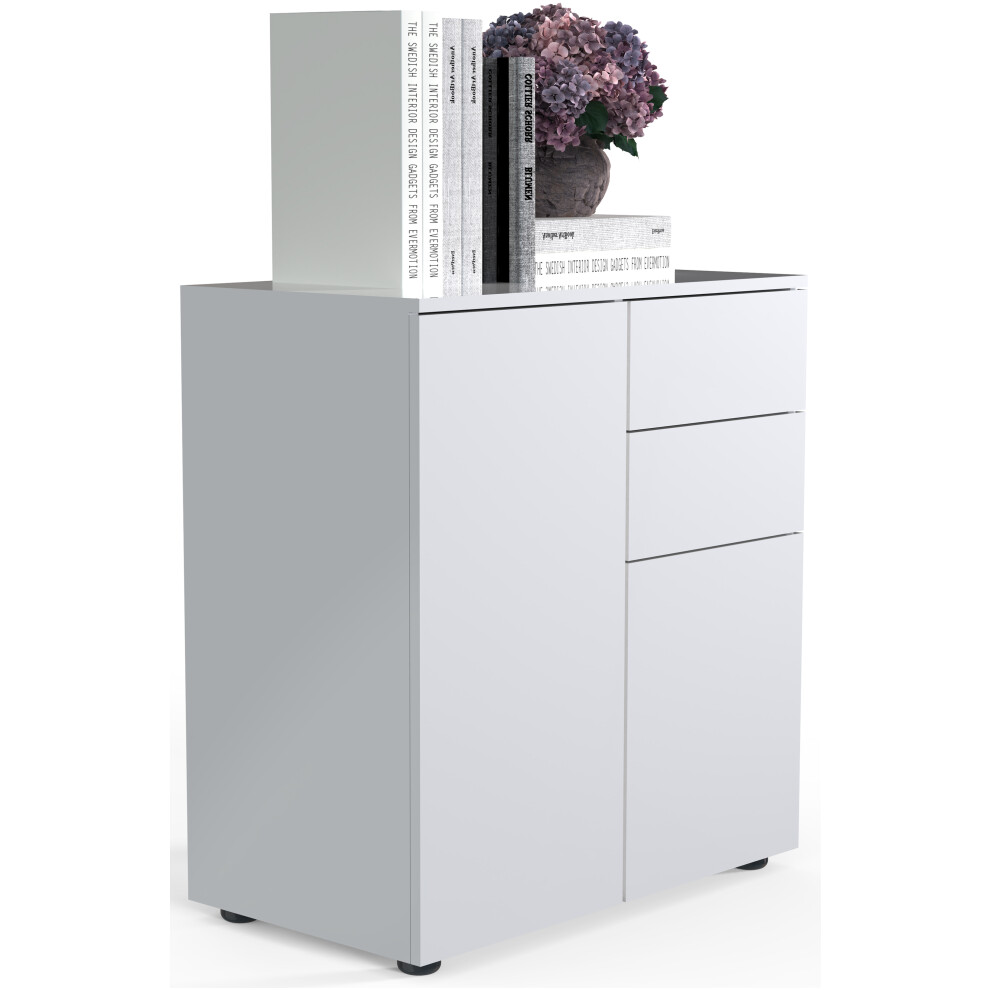 (Chipboard, White) Chest Of Drawers Sideboard Dalosa 4 Drawer 4051814419447