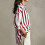 Women's Striped Button Down Shirt Long Sleeve Collared-Blue L 11
