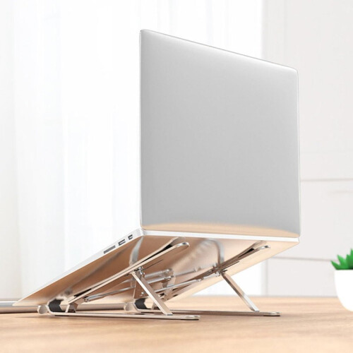 Aluminum Laptop Stand Foldable Portable Cooling Desk Holder Silver 2