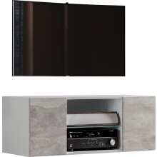 (Floating TV Unit, Wood) Wood TV Wall Lowboard Fernseh Jusa 115
