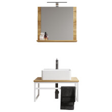 3 pcs. washbasin bathroom furniture Bitila 60 V2 White / Honey Oak