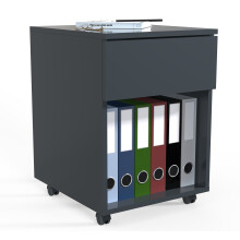 (Chipboard, Black) Roller container Dalosa 1 drawer