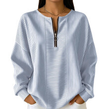 Women's Half Zip Pullover Casual Long Sleeve-Sky Blue M