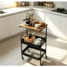 Rolling Bedside Table Cart 2 Tier Storage Shelf