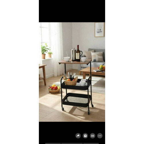 Rolling Bedside Table Cart 2 Tier Storage Shelf 2