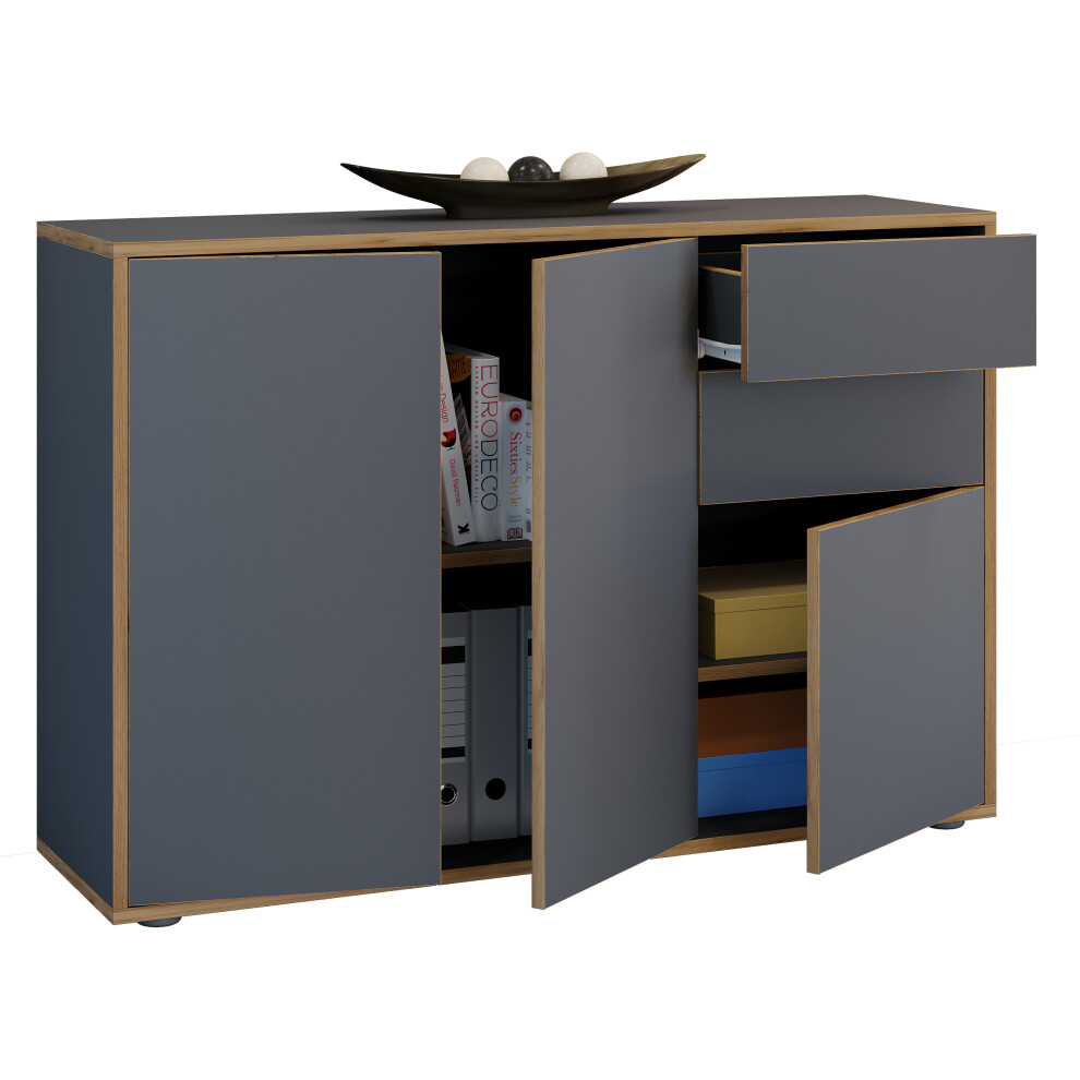 (Chipboard, Black) Chest Of Drawers Sideboard Salia B. 110 Drawer 4051814444937