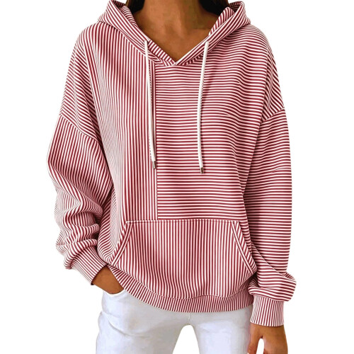 Womens  Oversized Hoodies Pullover Sweatshirts Casual-Red M