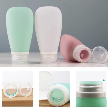Compagnons de voyage, contenants en silicone rechargeables avec finition transparente, conçus pour un stockage sûr et pratique des liqu