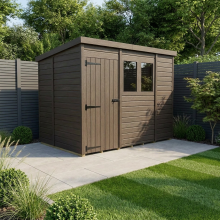 9x5 Pent Composite Shed Tanalised (Single Door, With Windows)