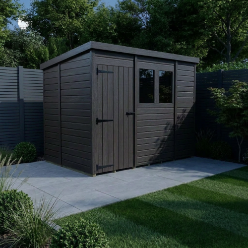 9x5 Pent Composite Shed Tanalised (Single Door, With Windows) 2