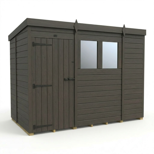 9x5 Pent Composite Shed Tanalised (Single Door, With Windows) 1