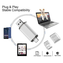 128 GB USB-C 3.1 flashdrive met dubbele poort, plug-and-play, snelle gegevensoverdracht voor smartphones, laptops en meer.