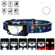 Geavanceerde, oplaadbare LED-hoofdlamp, waterdicht met draaibare lampkop voor wandelen, kamperen, fietsen en vissen, met een lange batt