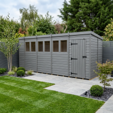 18x6 Pent Composite Shed Tanalised (Single Door, With Windows)