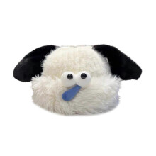 Cartoon Dog Knitted Hat Soft Fashionable Plush Hat Cold Weather Warm Hat for Students and Couples White