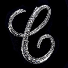 Crystal Rhinestone 26 Letters Women Collar Brooch Pin Corsage Bouquet Jewelry