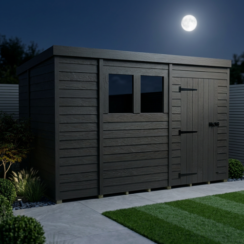 10x7 Pent Composite Shed Tanalised (Single Door, With Windows) 2