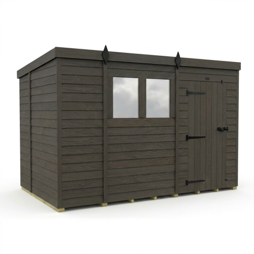 10x7 Pent Composite Shed Tanalised (Single Door, With Windows) 1