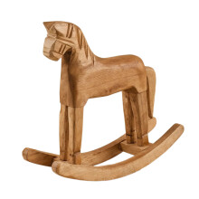 Regal-Pferdefigur in Naturholzoptik, kleines Schaukelpferd zur