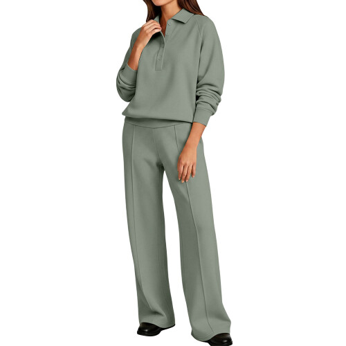 Sweatsuits For Women Set 2 Piece Collared Long-Turquoise XL