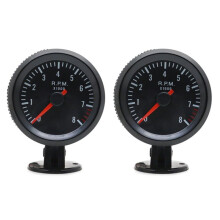 2 Pcs 2 Inch 52mm Car Meter Tachometer RPM Gauge 0-8000RPM Analog Black Case for 1-8 Cylinders Gasoline Car