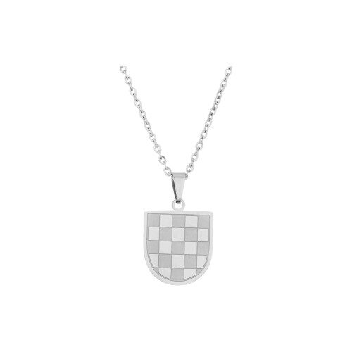 Everyday Pendant Necklace with Checkerboard Jewelry-Silver