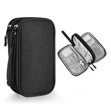 Estojo organizador universal para pequenos eletrónicos e acessórios, resistente à água, preto
