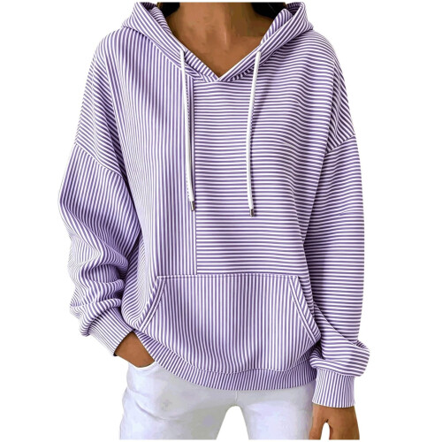 Womens  Oversized Hoodies Pullover Sweatshirts Casual-Purple M