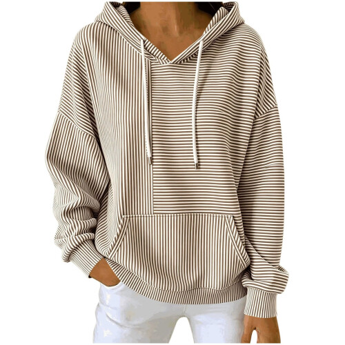Womens  Oversized Hoodies Pullover Sweatshirts Casual-Khaki L