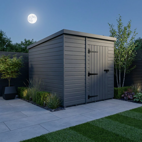 9x9 Pent Composite Shed Tanalised (Single Door, No Windows) 2